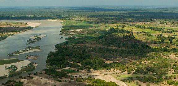 Aerial shot of Selous Game Reserve. Selous, Tanzania © Greg Armfield / WWF
