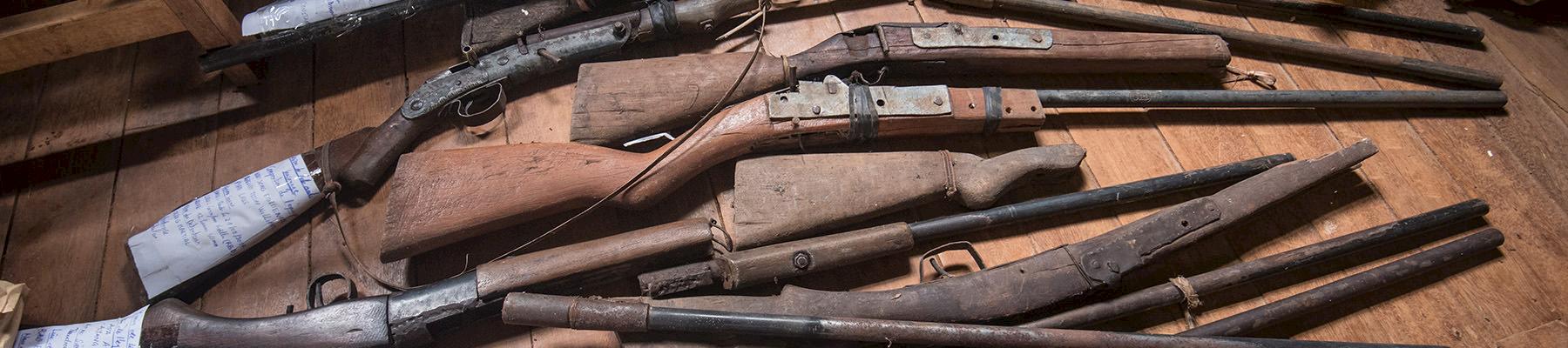 Homemade firearms seized from poachers in Dja National Park, Cameroon © A. Walmsley / TRAFFIC