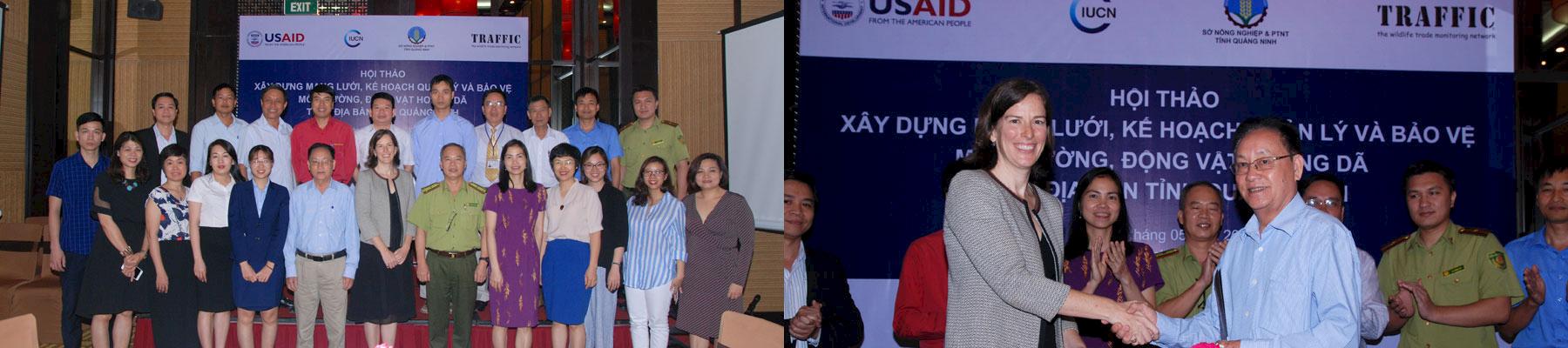 Participants and (right), signing of an MoU between TRAFFIC and the Quang Ninh business association © TRAFFIC 