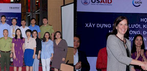 Participants and (right), signing of an MoU between TRAFFIC and the Quang Ninh business association © TRAFFIC 