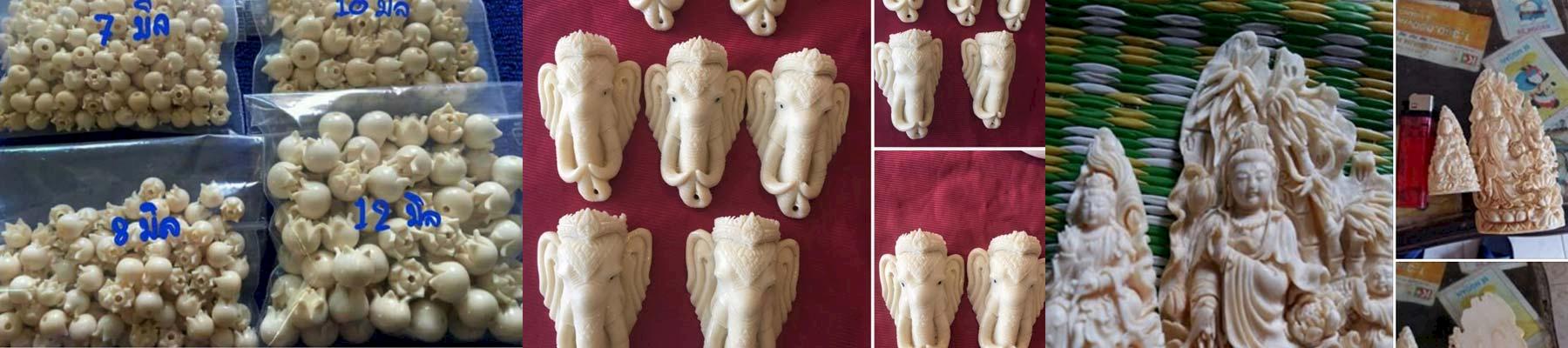 Ivory beads, Ganesha pendants said to be made from ivory powder, and ivory statues, all advertised on social media © TRAFFIC