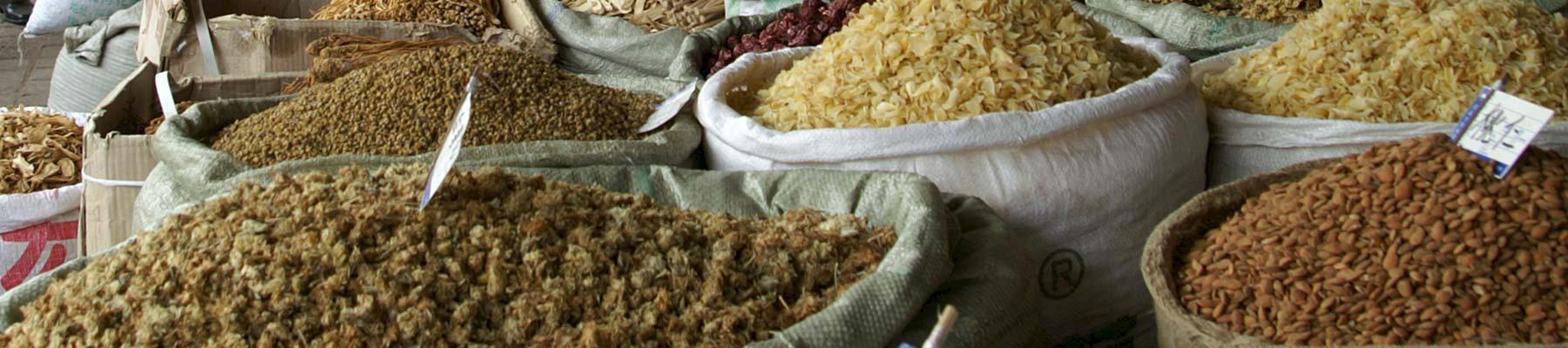 Millions of people are dependent on wild-sourced medicinal plants products, like these on sale in China. © T Cunningham