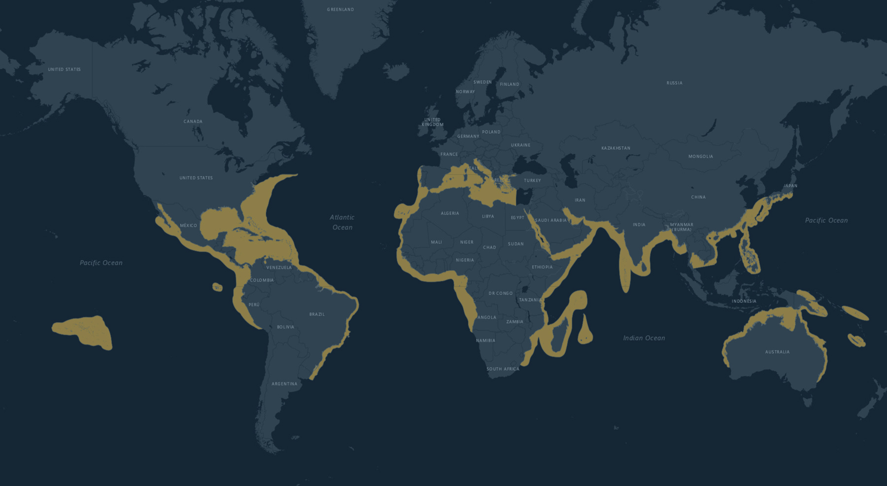 Orange: extant. Photo: Adapted from the IUCN Red List