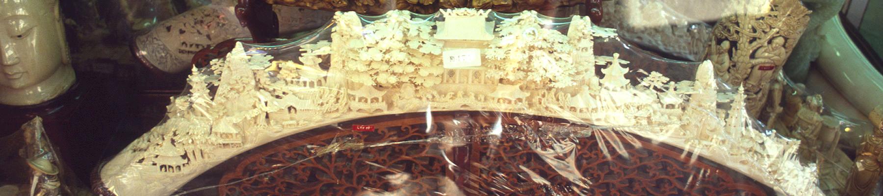 Two men were convicted in Hong Kong of illegally selling ivory after forensic evidence proved they were trading recently sourced ivory chopstick. File photo of ivory on sale in Hong Kong © TRAFFIC