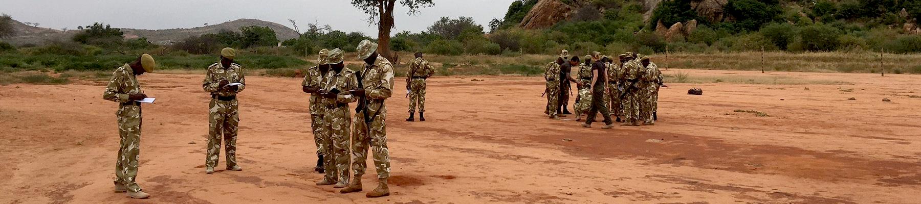 KWS instructors analysing dynamics of human tracks, Manyani KWS Law Enforcement Academy, Kenya