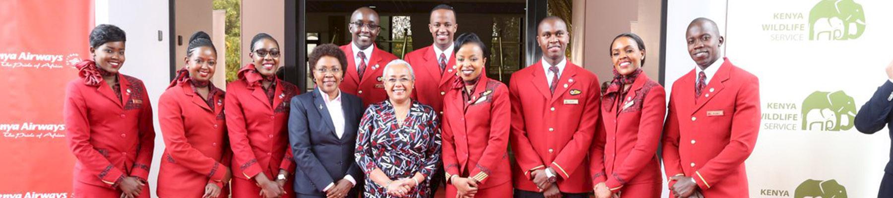 First Lady of Kenya Margaret Kenyatta with Kenya airways staff at the workshop © Kenya Airways