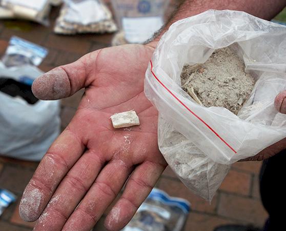 Rhino horn powder seized in Cyrildene, South Africa © Julian Rademeyer / TRAFFIC